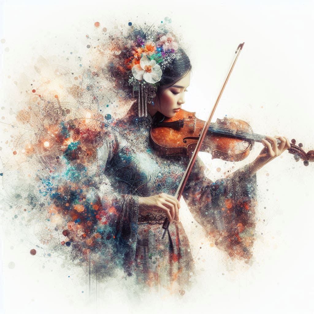 double exposure beautiful fantasy DALL-E 3 portrait landscape..