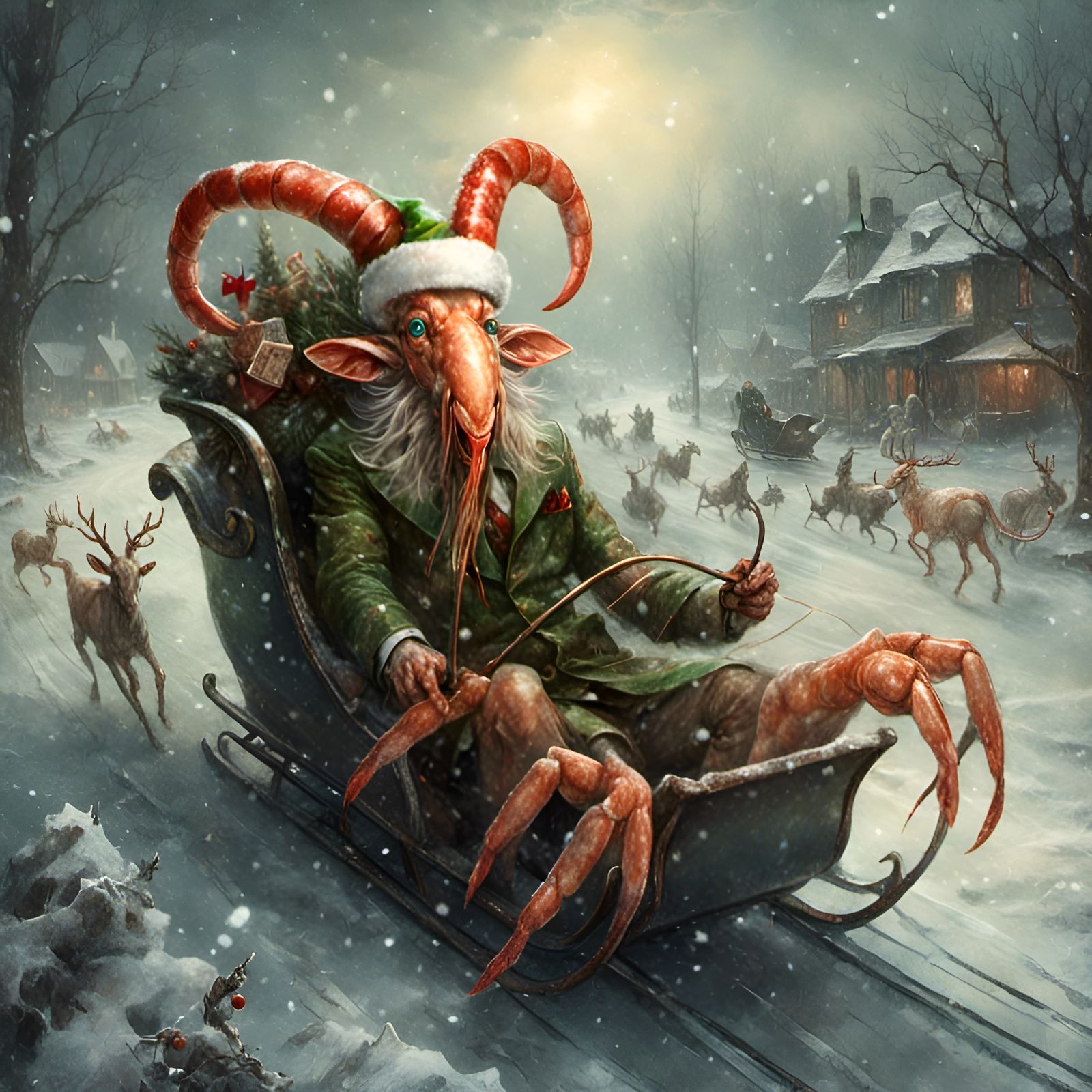 Goat Shrimp Santa - AI Generated Artwork - NightCafe Creator