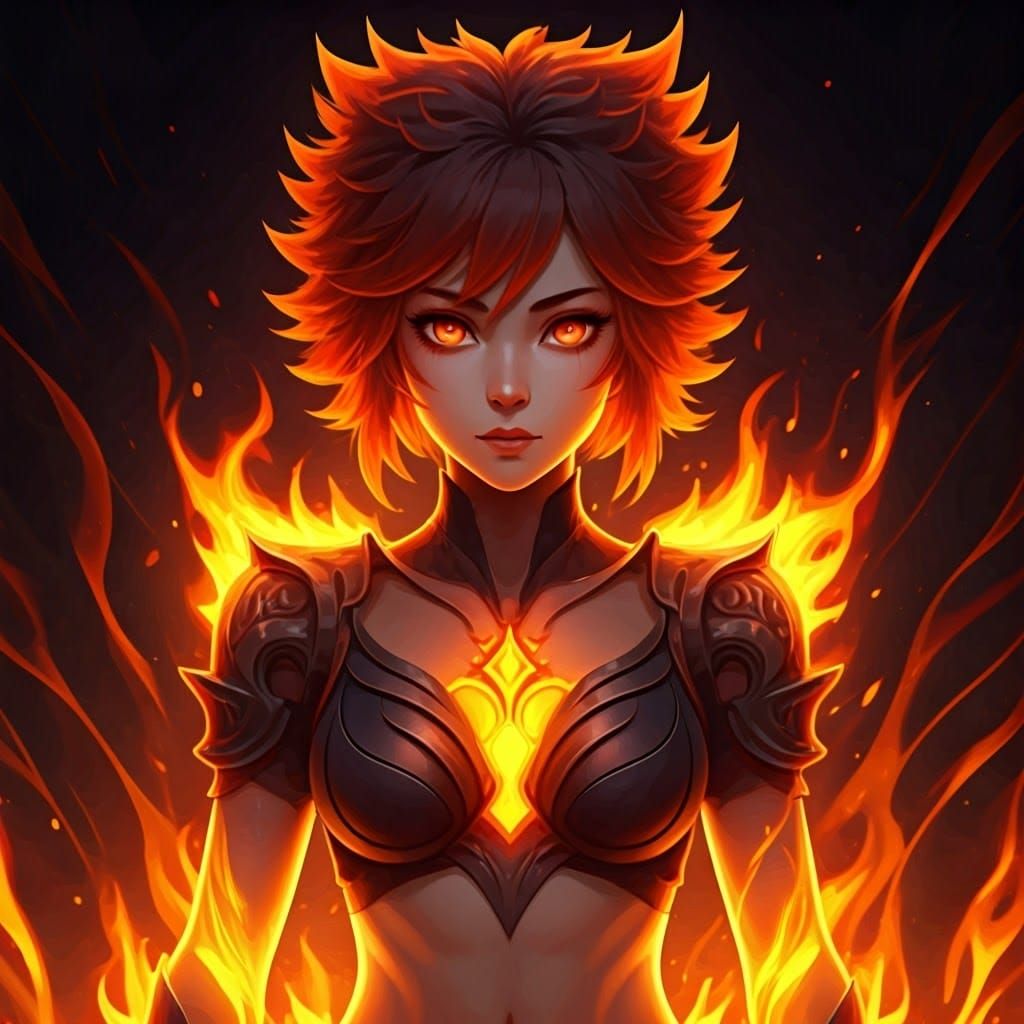 Anime Woman Radiates Fierce Energy in 3D Anime Art Style