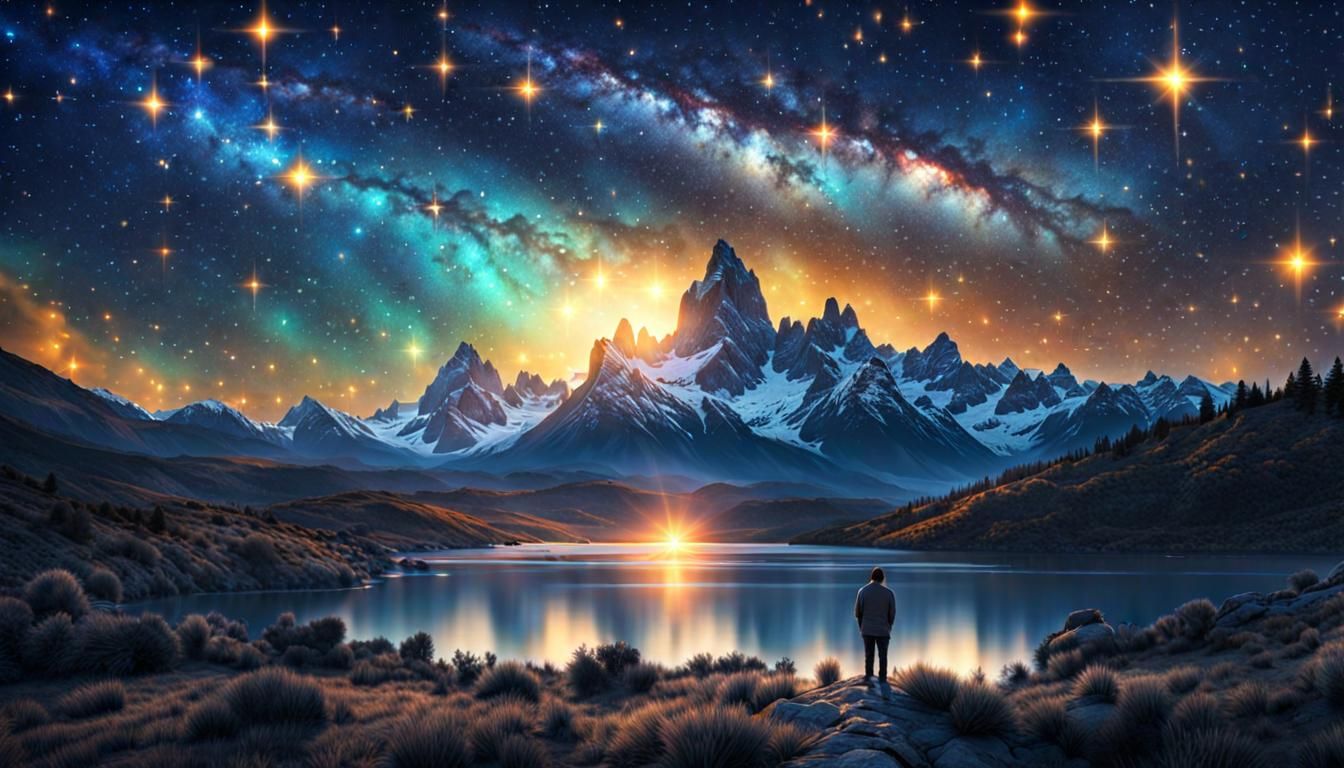 Pray to the shooting stars, starry night background  by @Alan