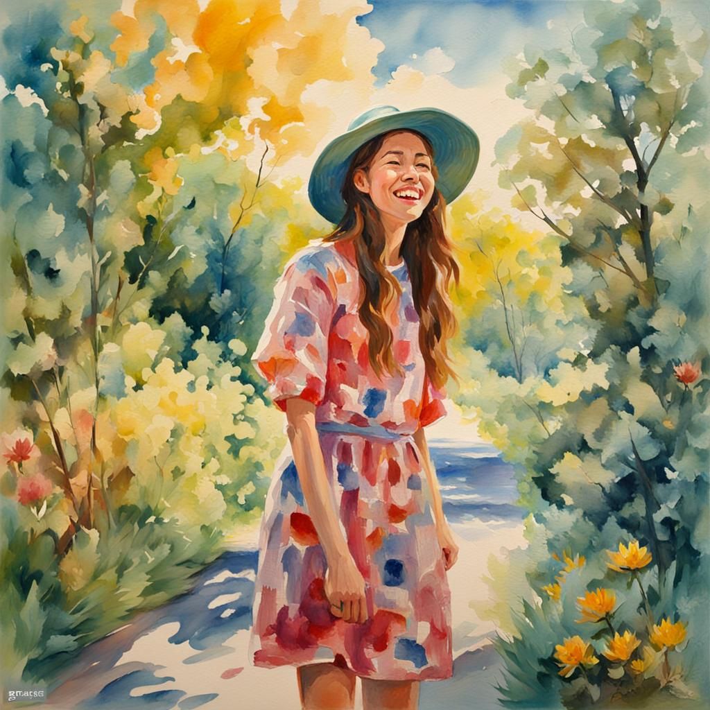 A young woman enjoys a wonderful day