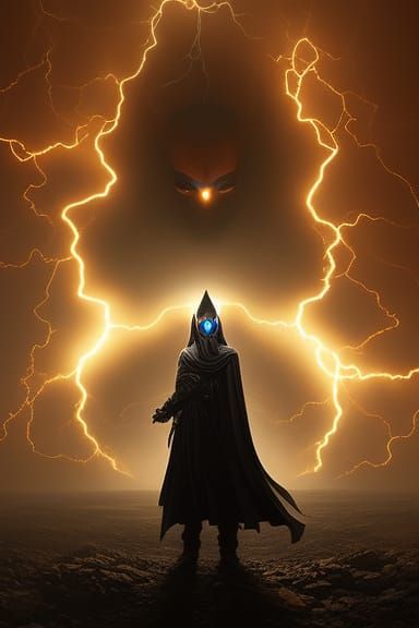 Donut wizard; donut mage; Octane Render; Arsen Asyrankulov; radiant glowing aura, reflective Chrome and black metal, by John William Waterho...