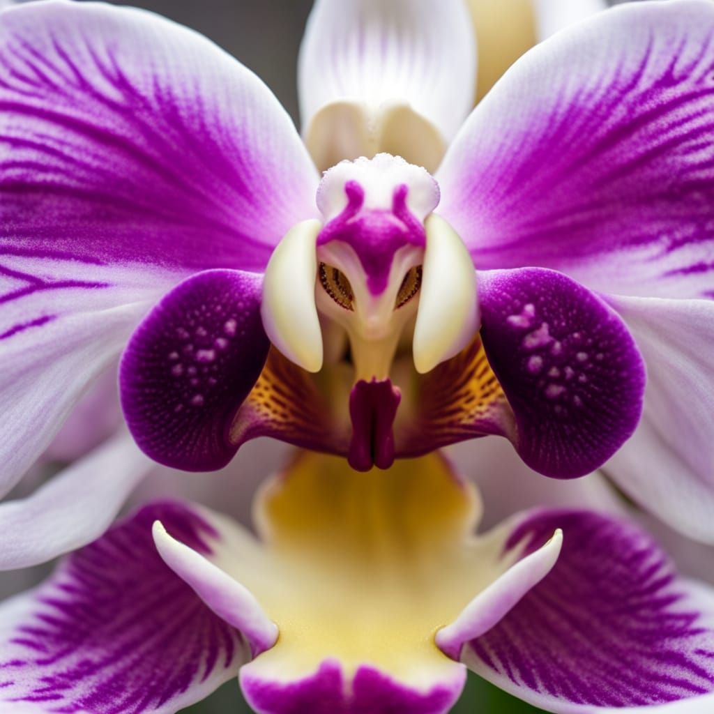 Fox face in orchid   by @The Marshes