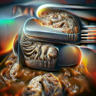 Salisbury steak 8K 3D Behance HD H.R. Giger trending on Arts...