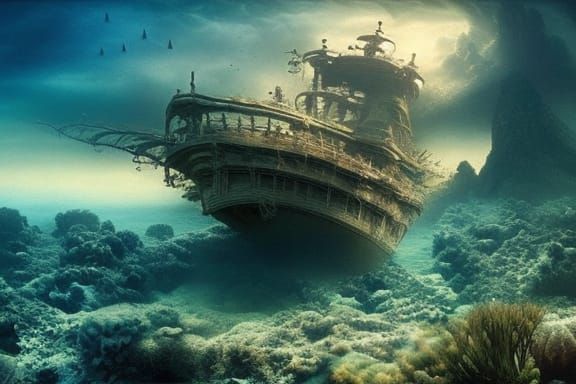 Shipwreck under water  by @3P-Voltage