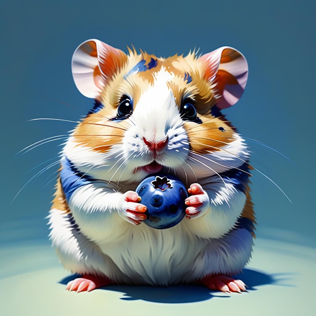 Silly hamster holding a blueberry AI Generated Artwork NightCafe Creator