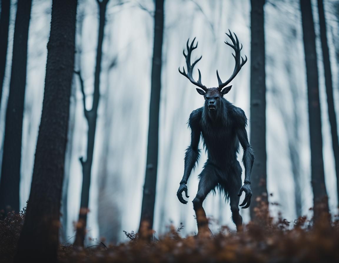 Grainy footage of a Wendigo in the distance