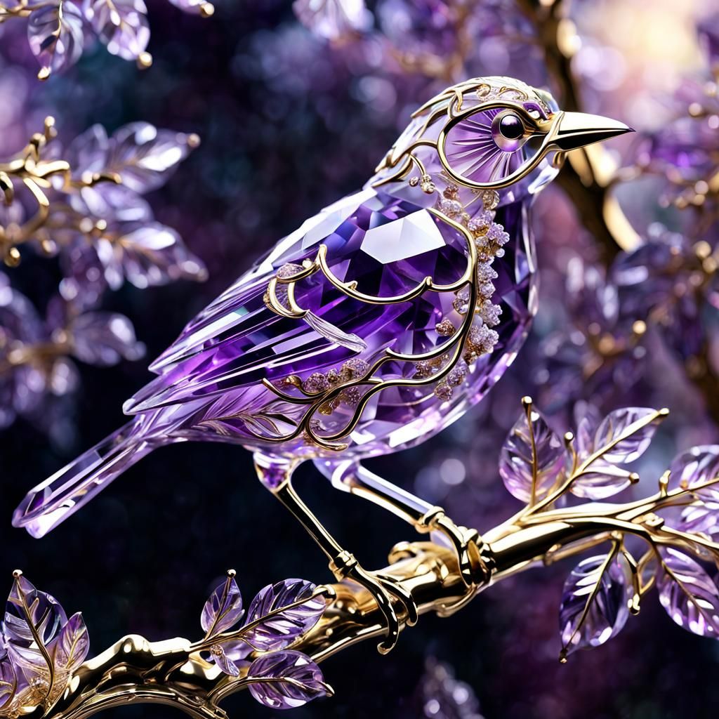 A crystal bird in a crystal world 🐦💜  by @Elenriel