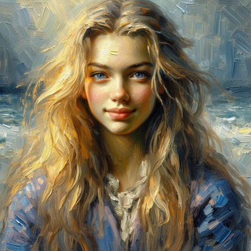 Impasto Potrait of a beautiful young woman