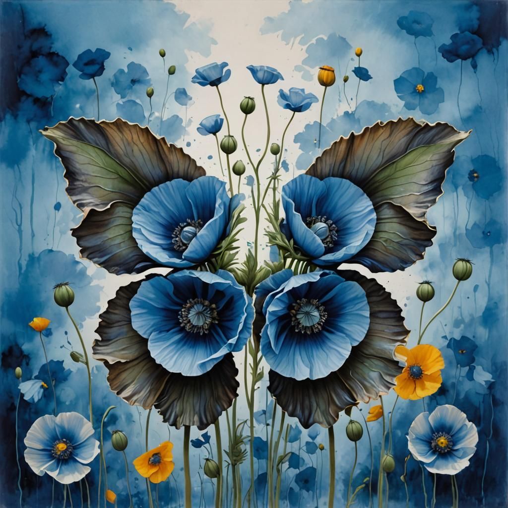 Blue Poppies, symmetry  by @EV