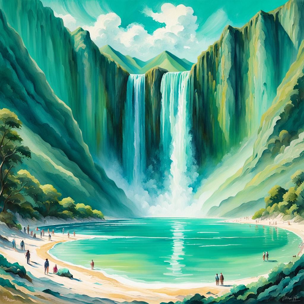 the background fractals, next layer: green mountains, main l...