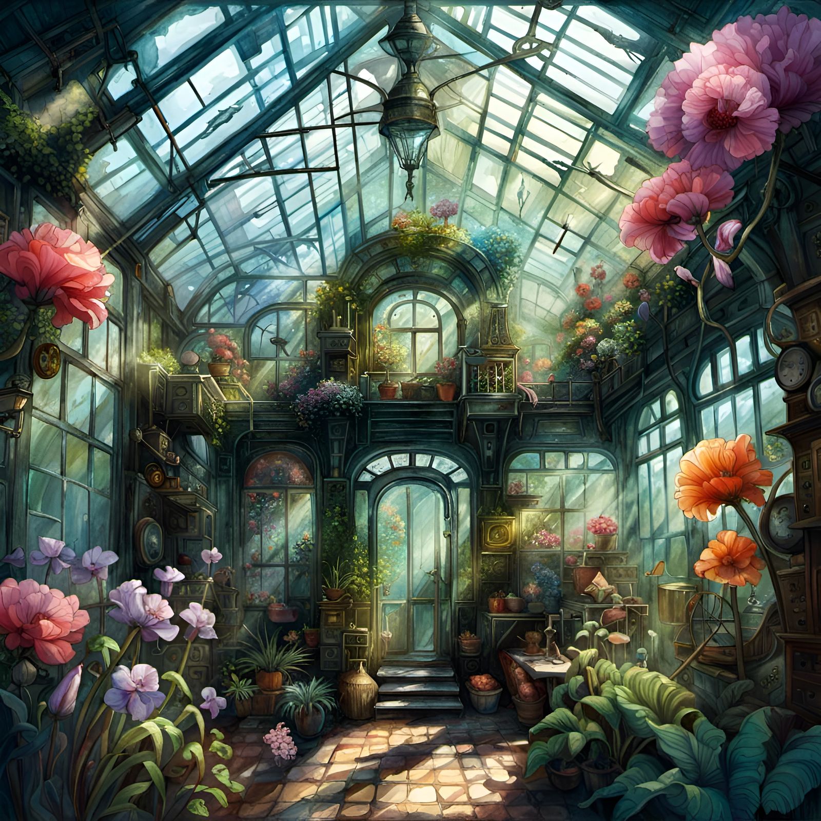 Ethereal greenhouse - AI Generated Artwork - NightCafe Creator