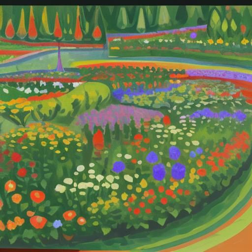 flower garden in the style of fauvism AI Generated Artwork