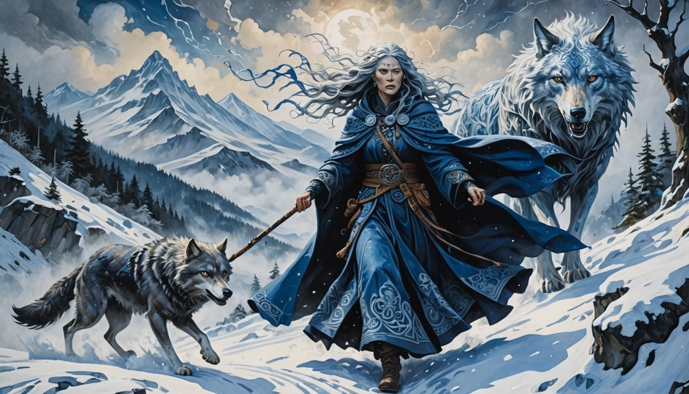The Cailleach, personifying winter and the wild mountains, symbolises the transformative power of nature and the inevitability of change.  by @Iwonah