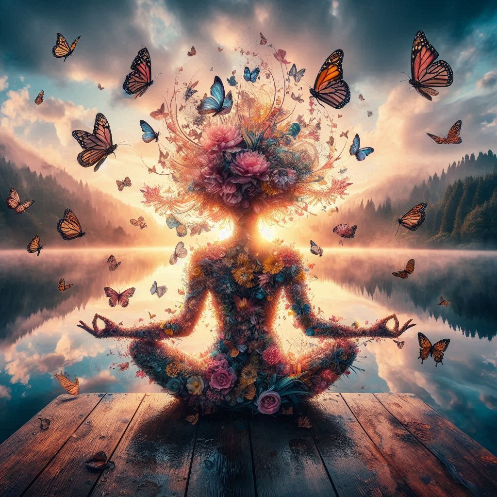 double exposure beautiful fantasy portrait landscape..