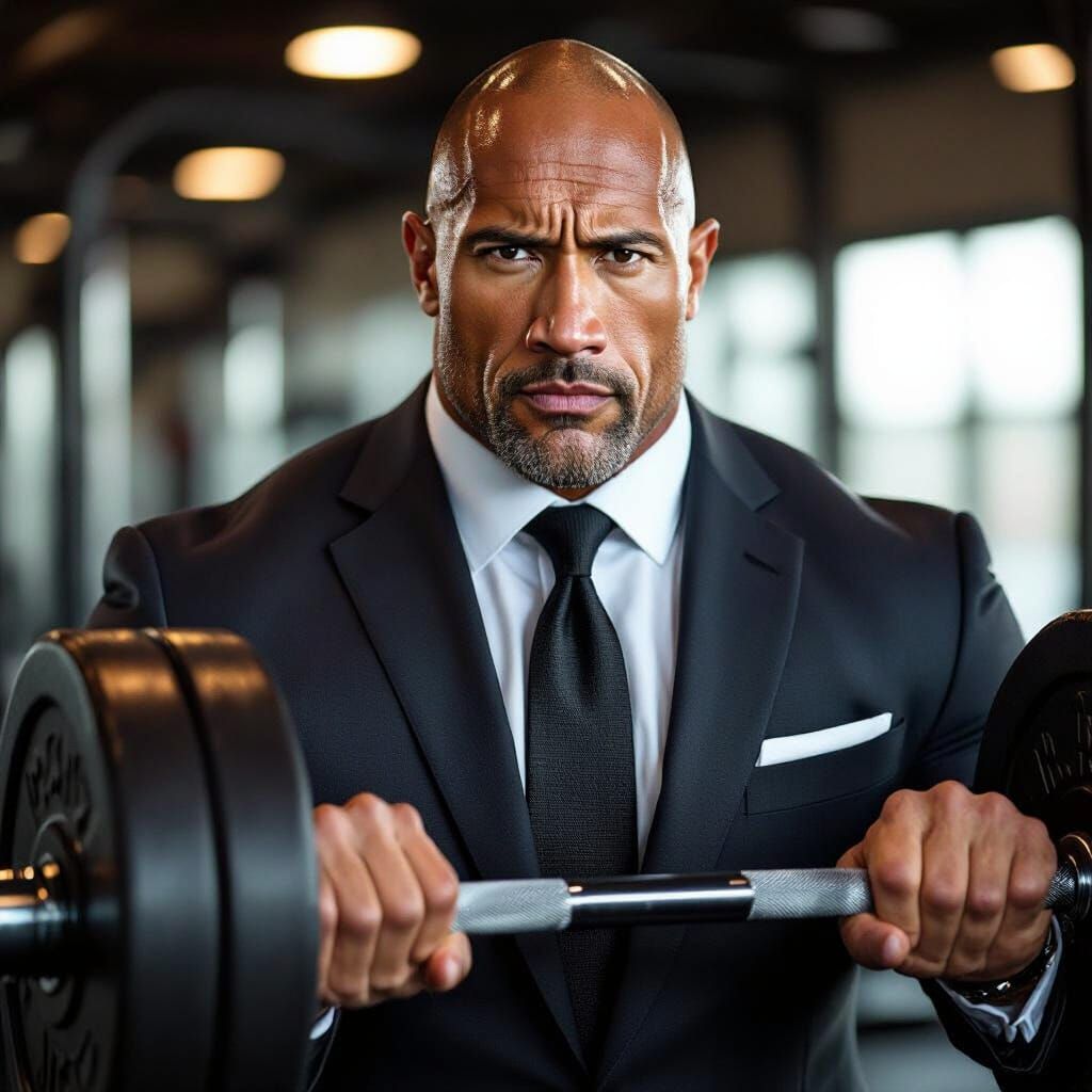 Dwayne Johnson Gym Portrait in High Contrast Lighting