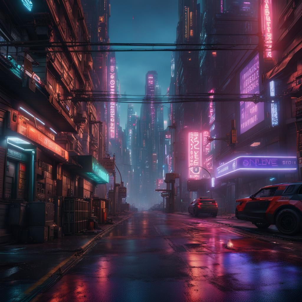 Neo-london Streets - Ai Generated Artwork - Nightcafe Creator