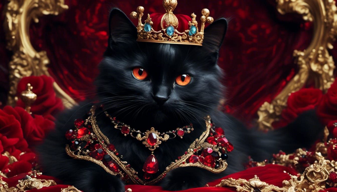 <lora:NC Hyperreal:1.0> a cute black chibi cat with crown je...