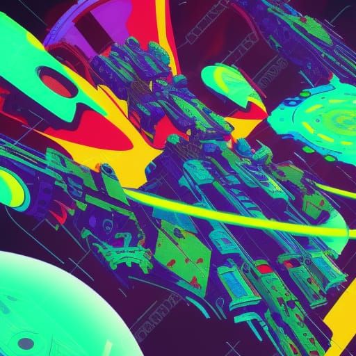 Cyberpunk Hyper Color Armageddon Space Dragon Planet Assault...