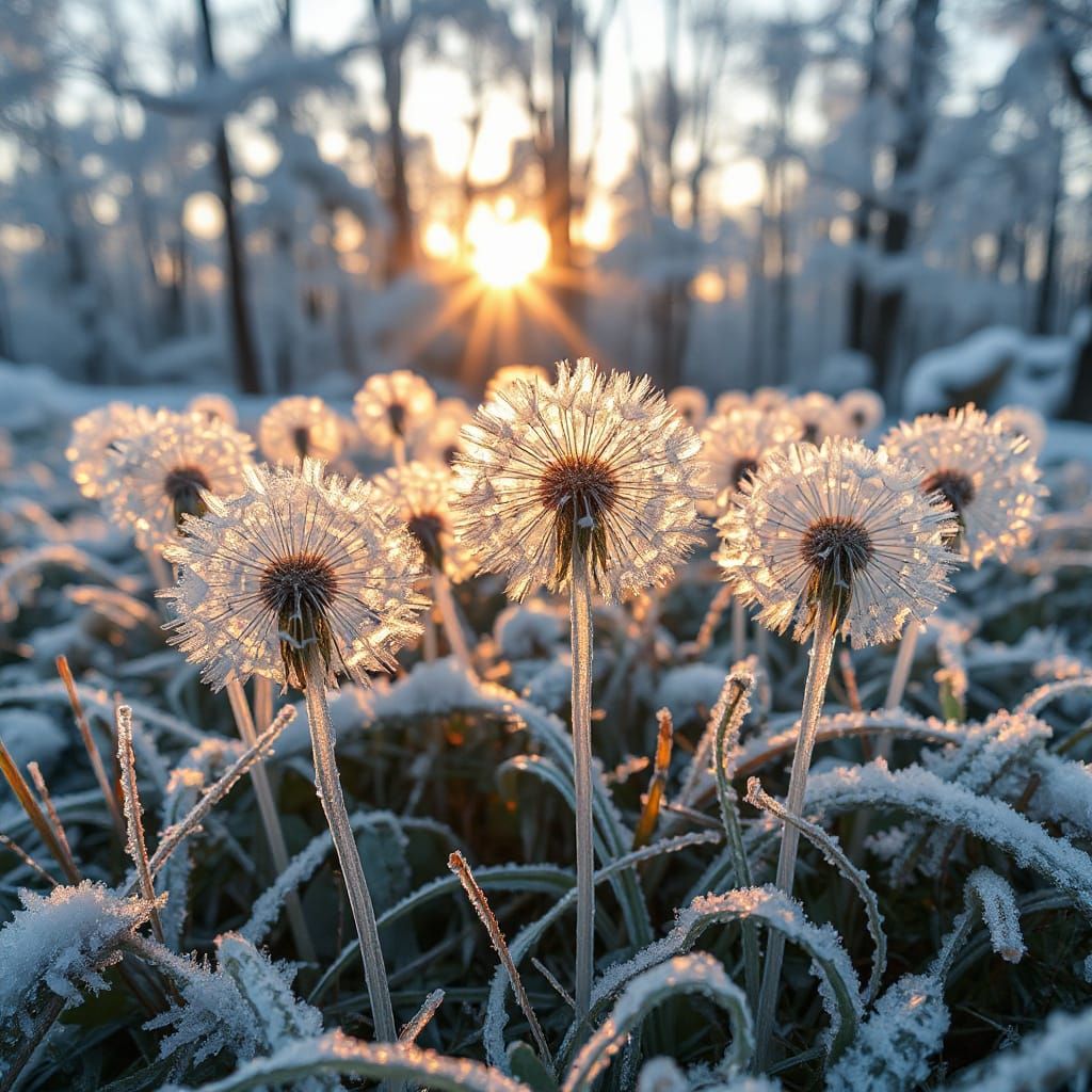 Icy dandelions  by @Hiro
