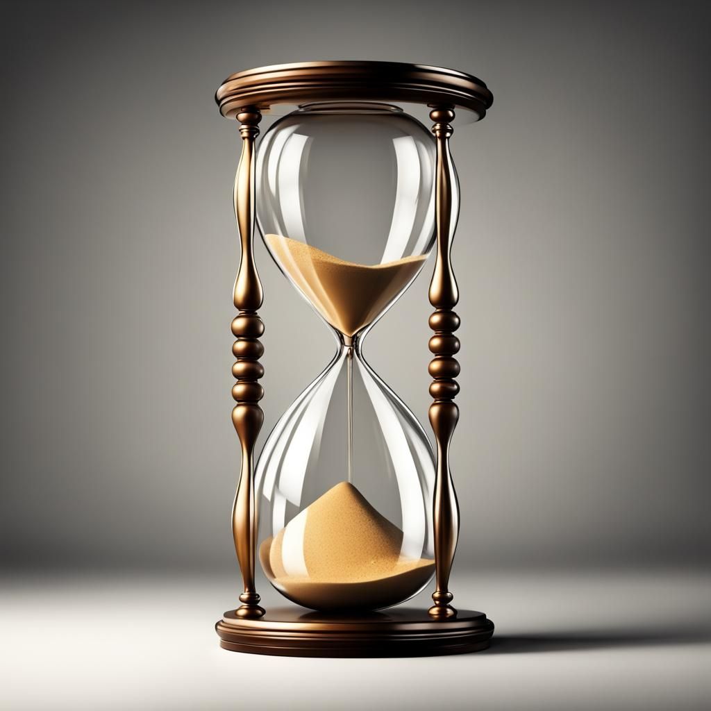 An hourglass in an empty background. Photo realistic quality...