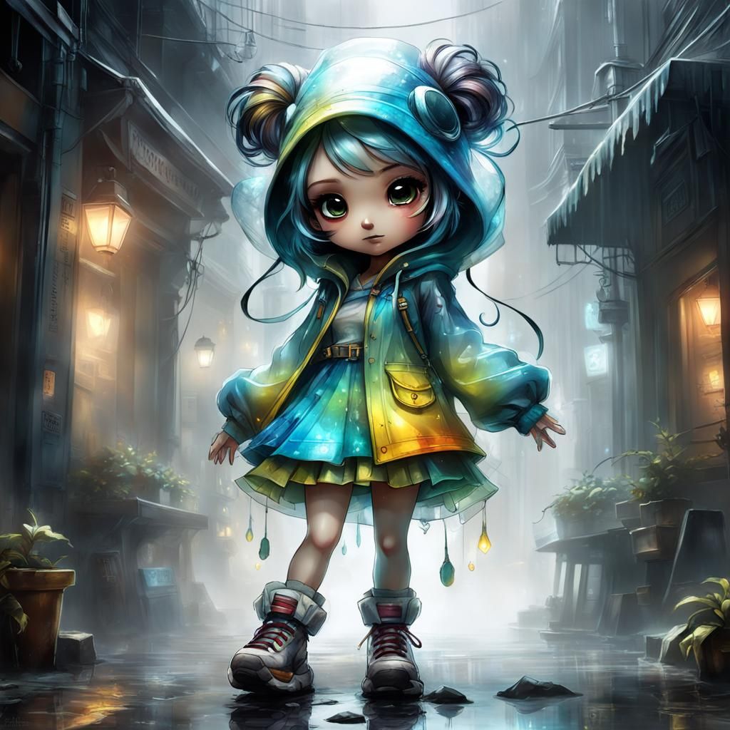 Chibi girl, color version  by @Wolfie