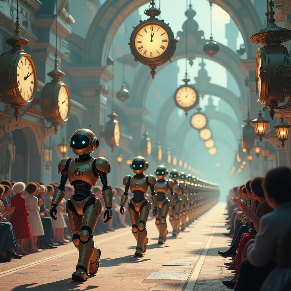 A surreal, dreamlike landscape where time itself is celebrated with a 'Chronos Carnival'. Clocks of all ...  by @TNWhiskeyGirl