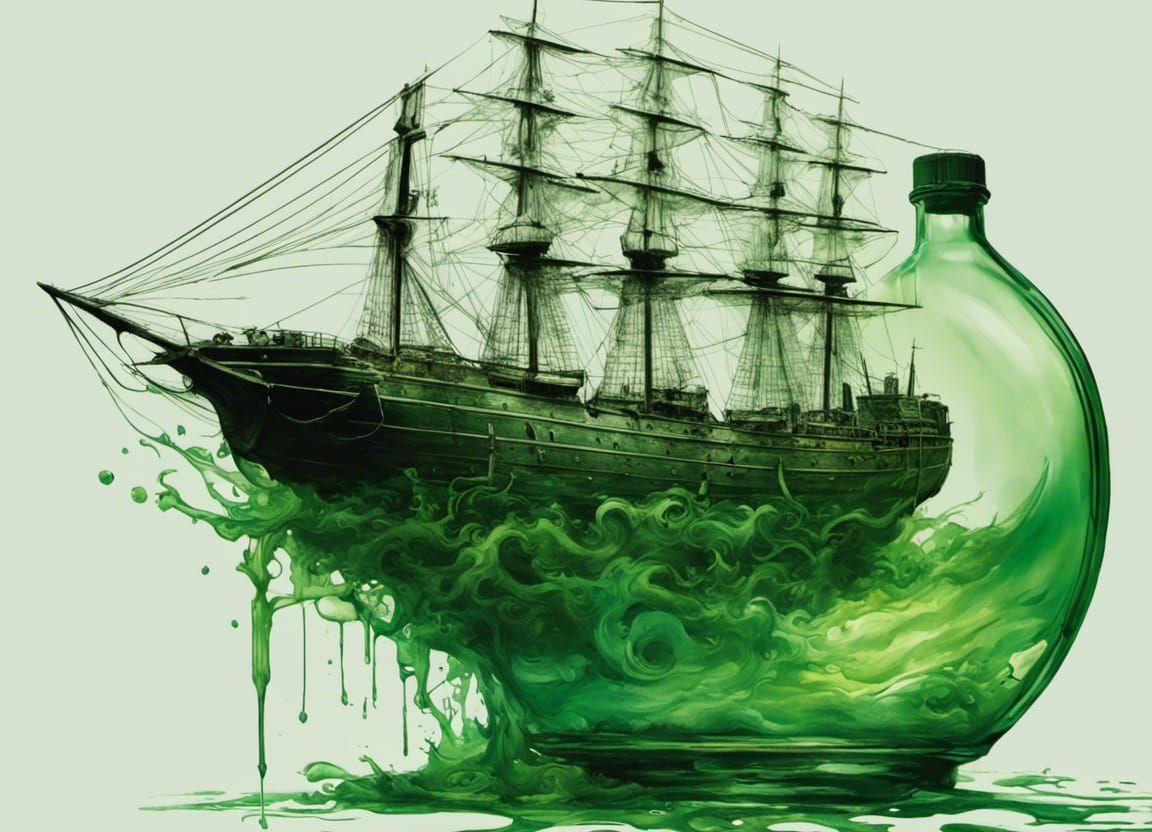 Ship in a green bottle  by @Biljana