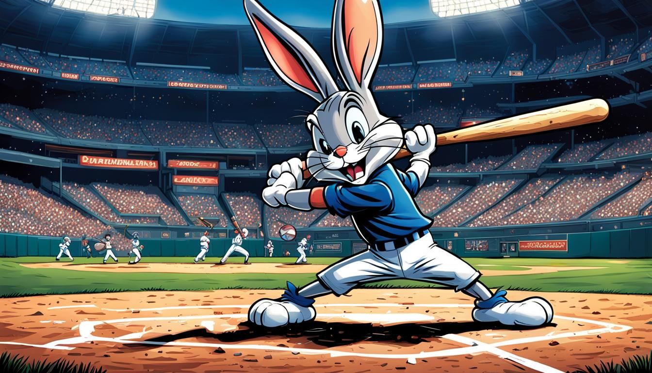 Bugs Bunny playing baseball AI Generated Artwork NightCafe Creator