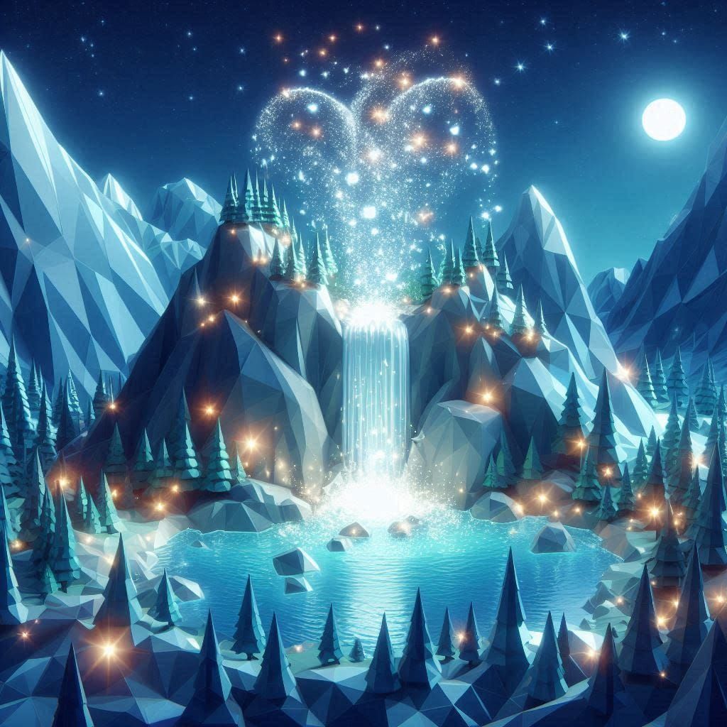 8 magical sparkling Waterfall in a crystal mountain pic 2