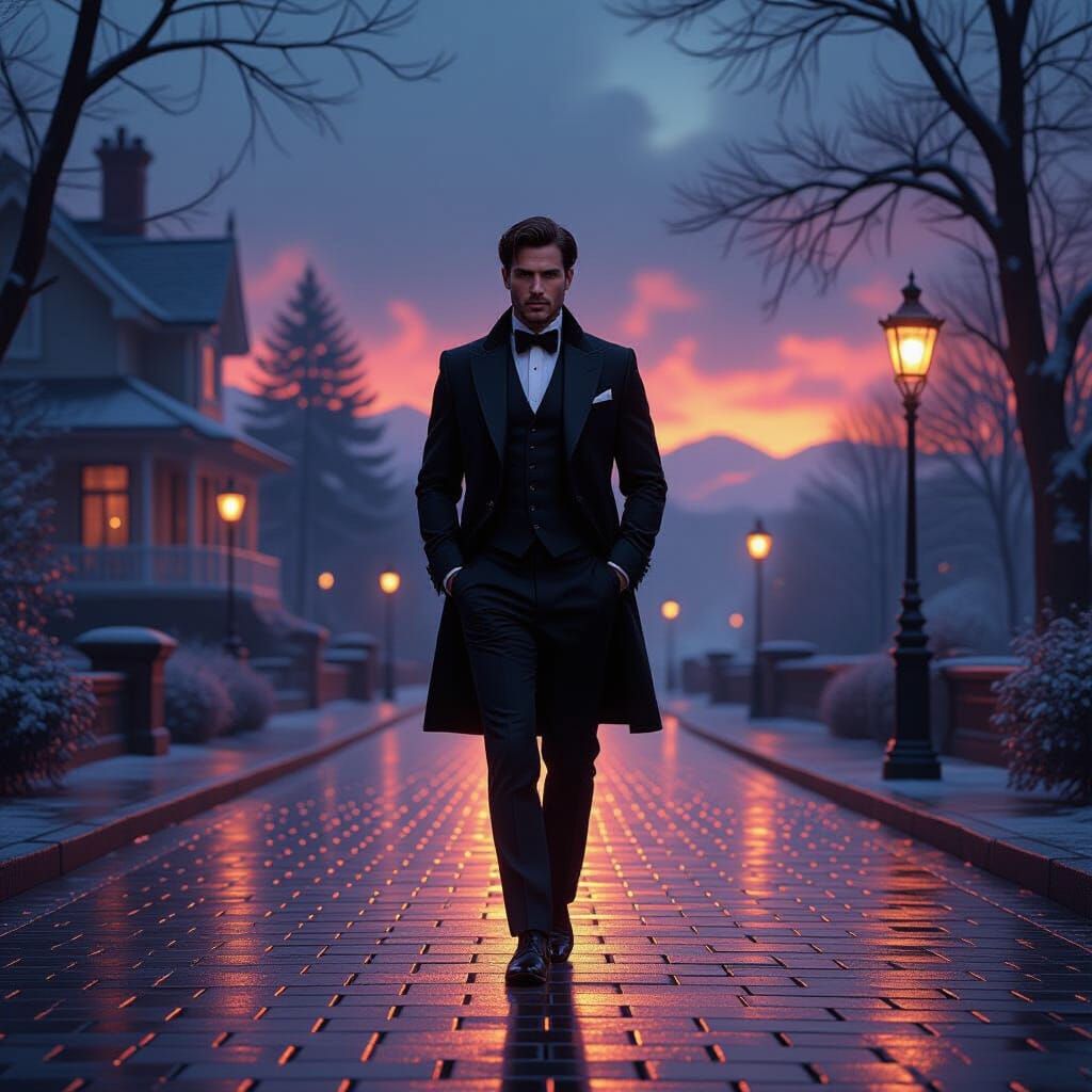 Man Creates Path in Photorealistic Fantasy Art