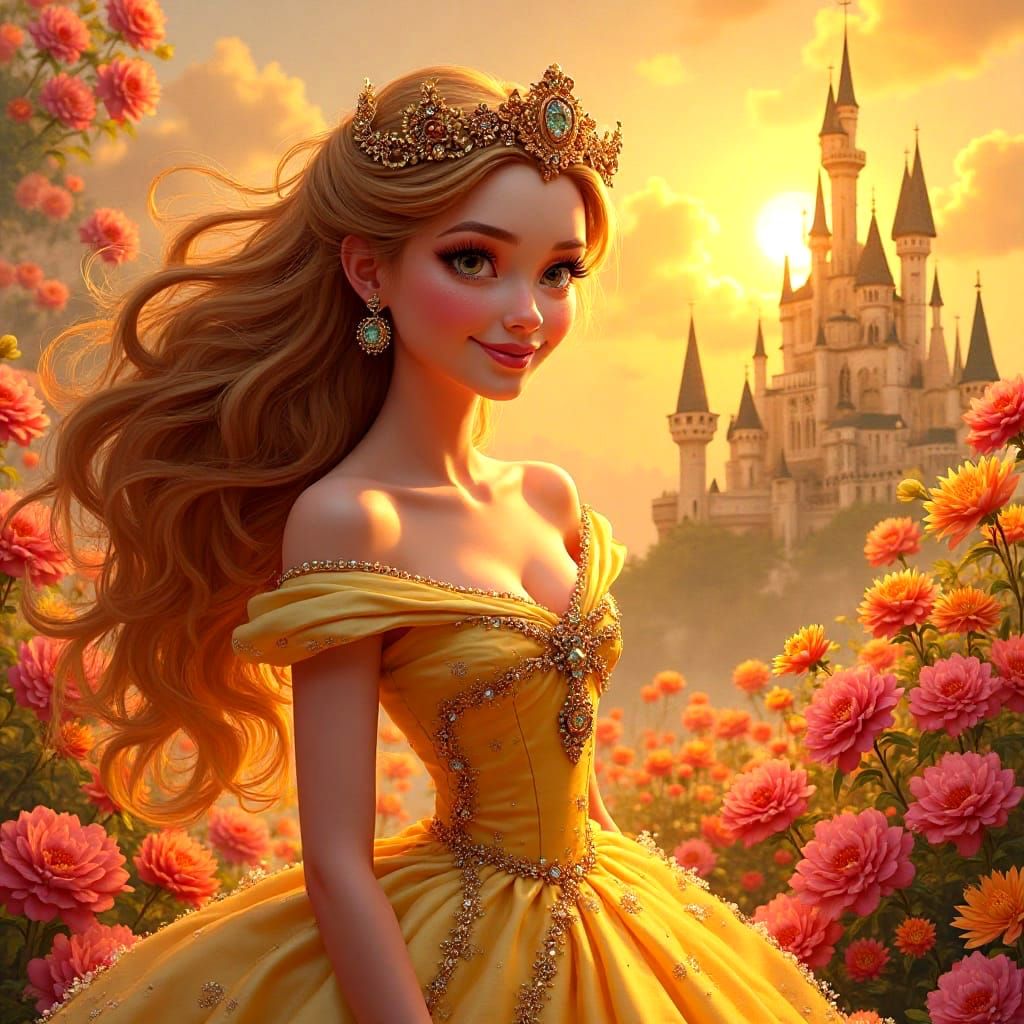 a  castle surrounded by flowers