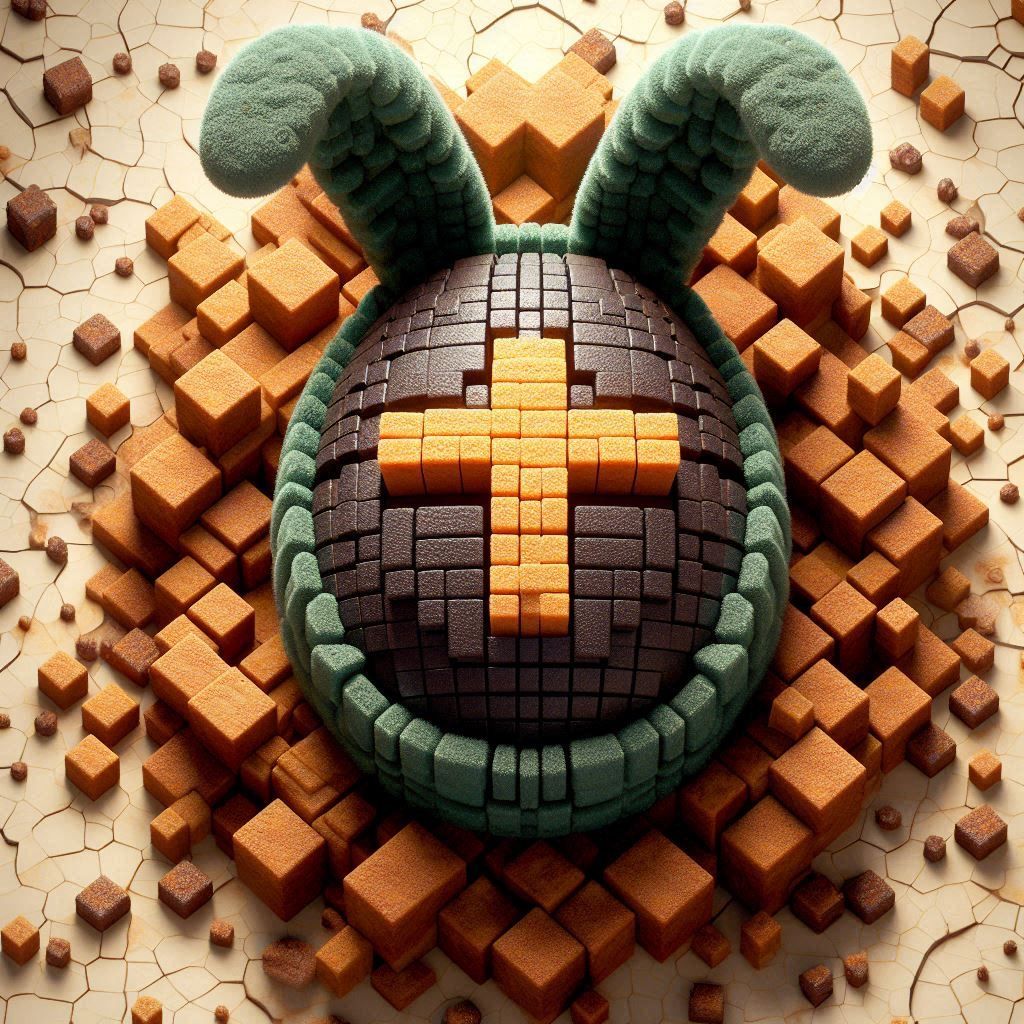 minecraft-inspired aerial easter bunny egg