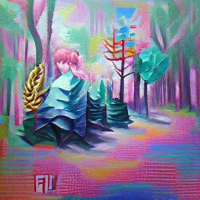 Vapor Wave Forest Painting