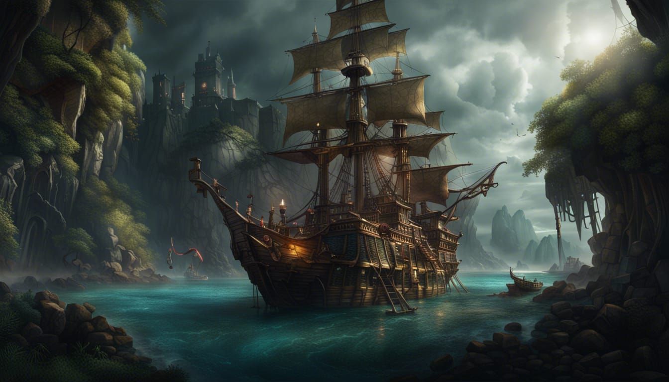 pirate hideout map, Epic cinematic brilliant stunning intricate ...