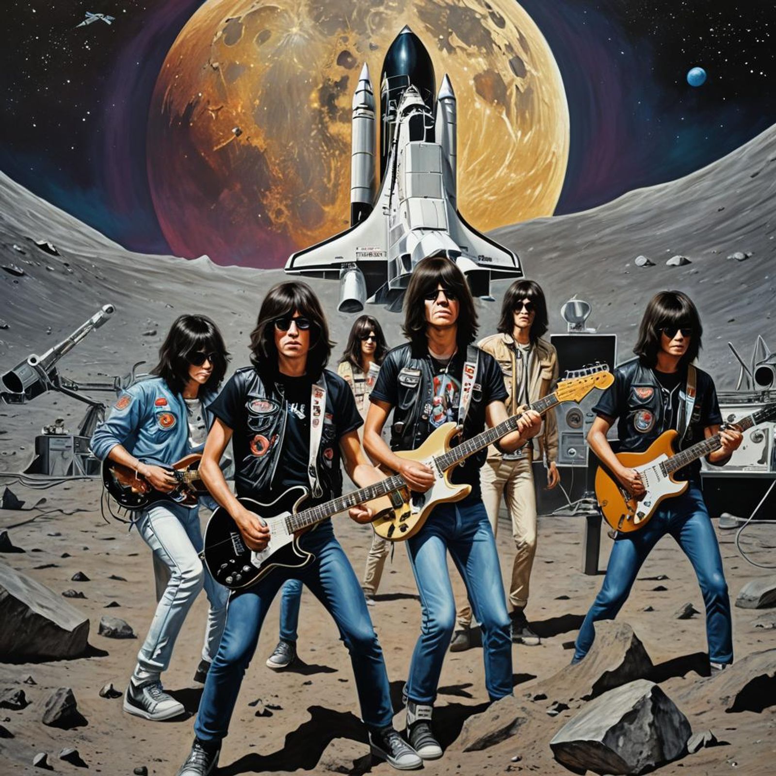 The Ramones give a concert on the surface of the moon. In the ...