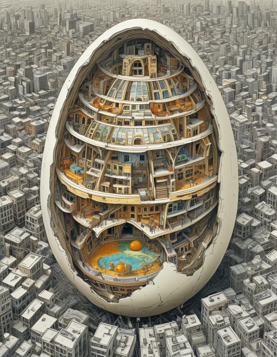 An eggselllent eggsotic eggstravagant Eggopolis inside an egg  by @James