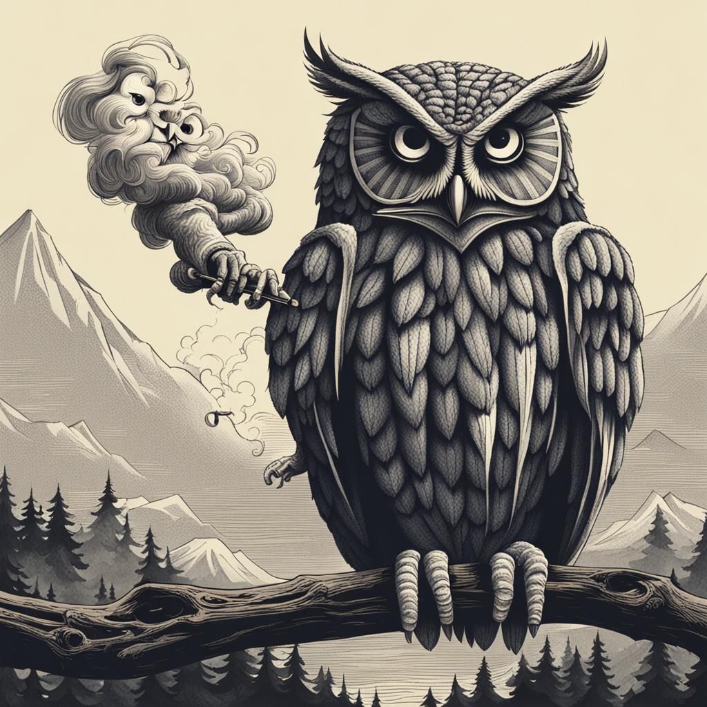an Owl Person Smoking