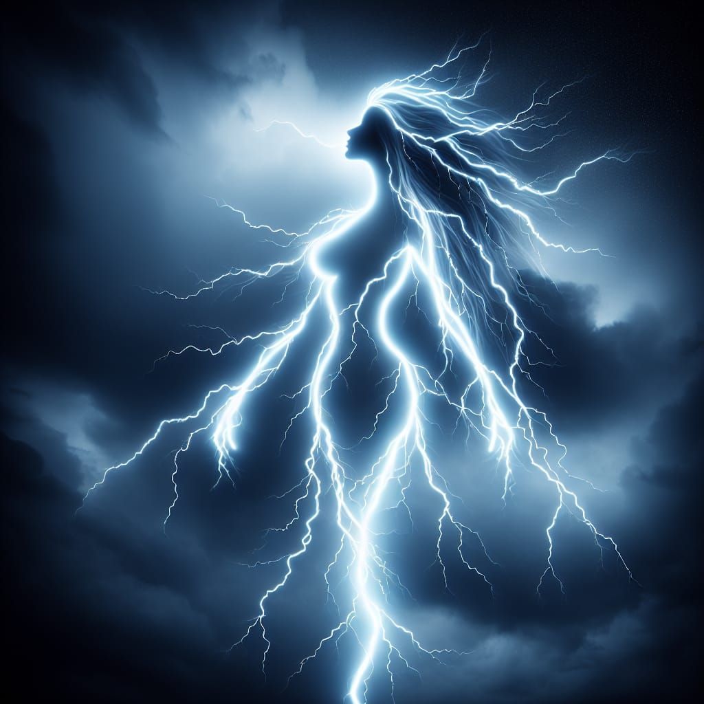 Elegant Lady of Lightning in a Stormy Sky