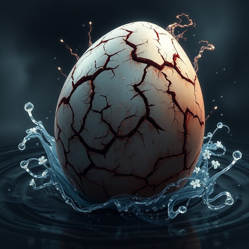 Furious Iridescent Egg in Anime Filigree Style