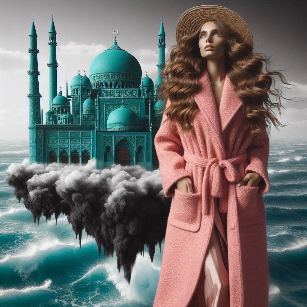 Mosque on black cloud