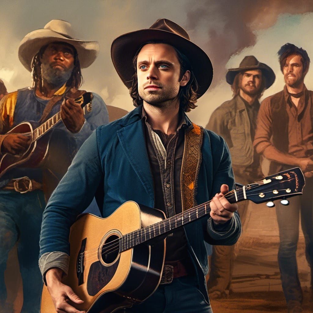 "A beautiful highly detailed actor Sebastian Stan in a badas...