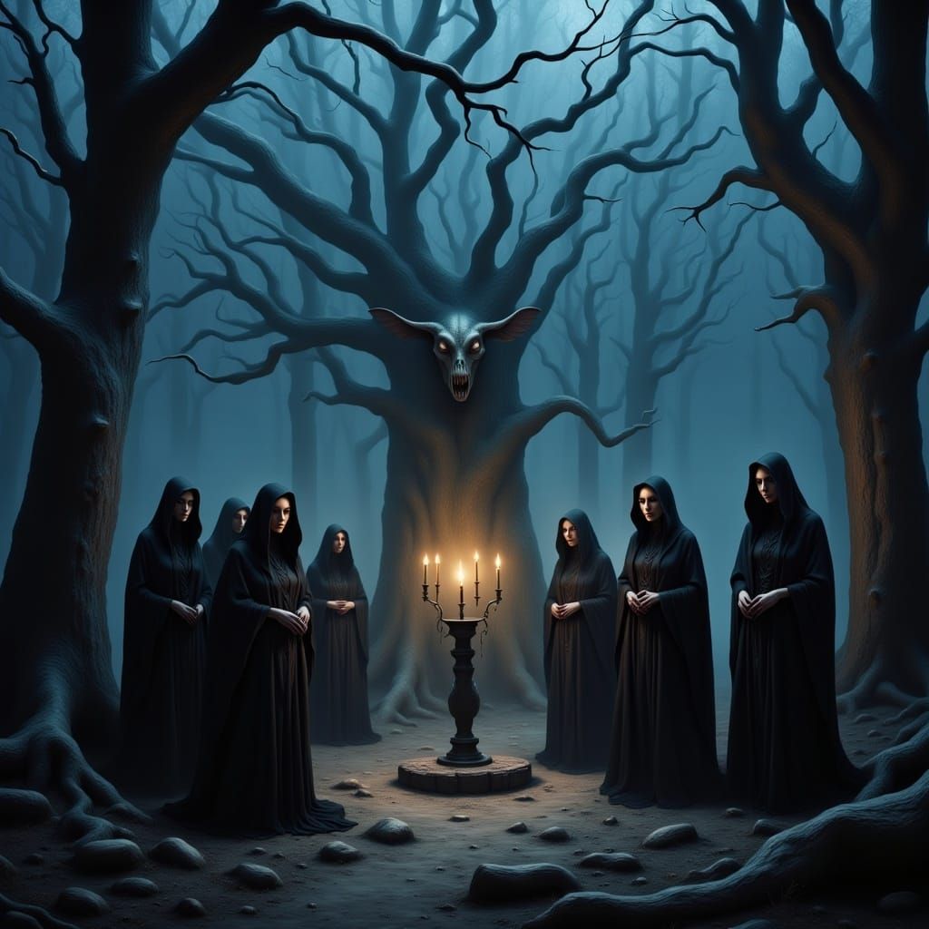 a coven of witches <lora:Eerie Vibes V1:1.0> 