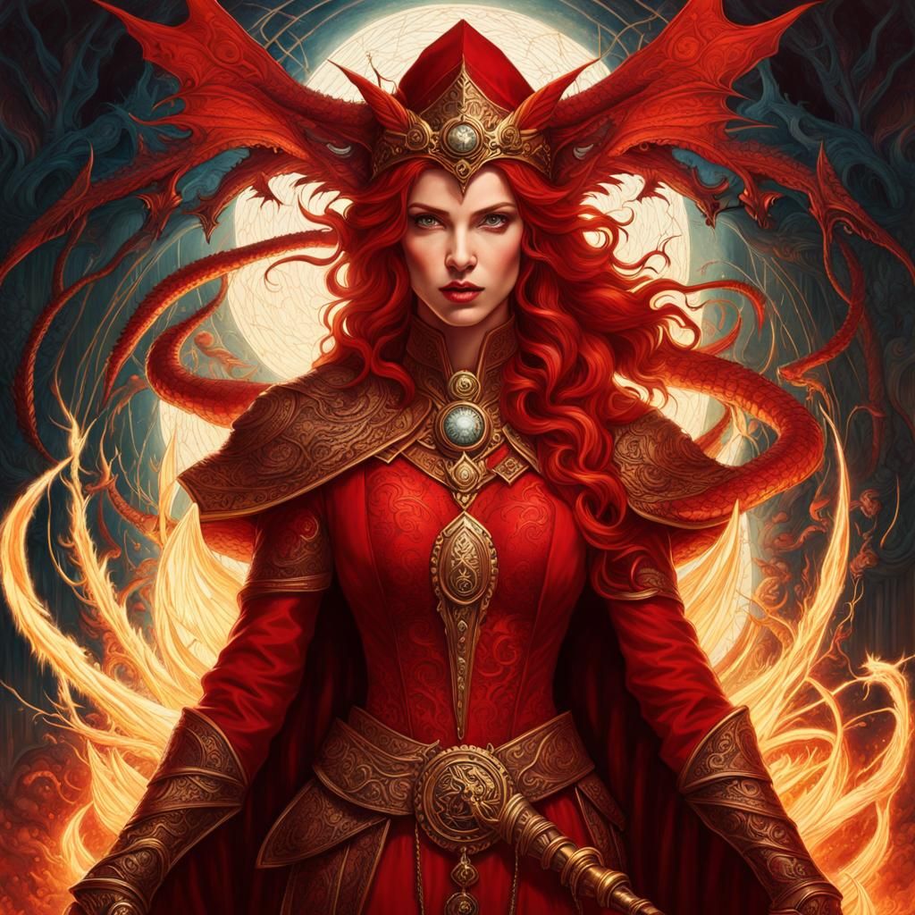 Red Dragon Sorceress 2 - AI Generated Artwork - NightCafe Creator