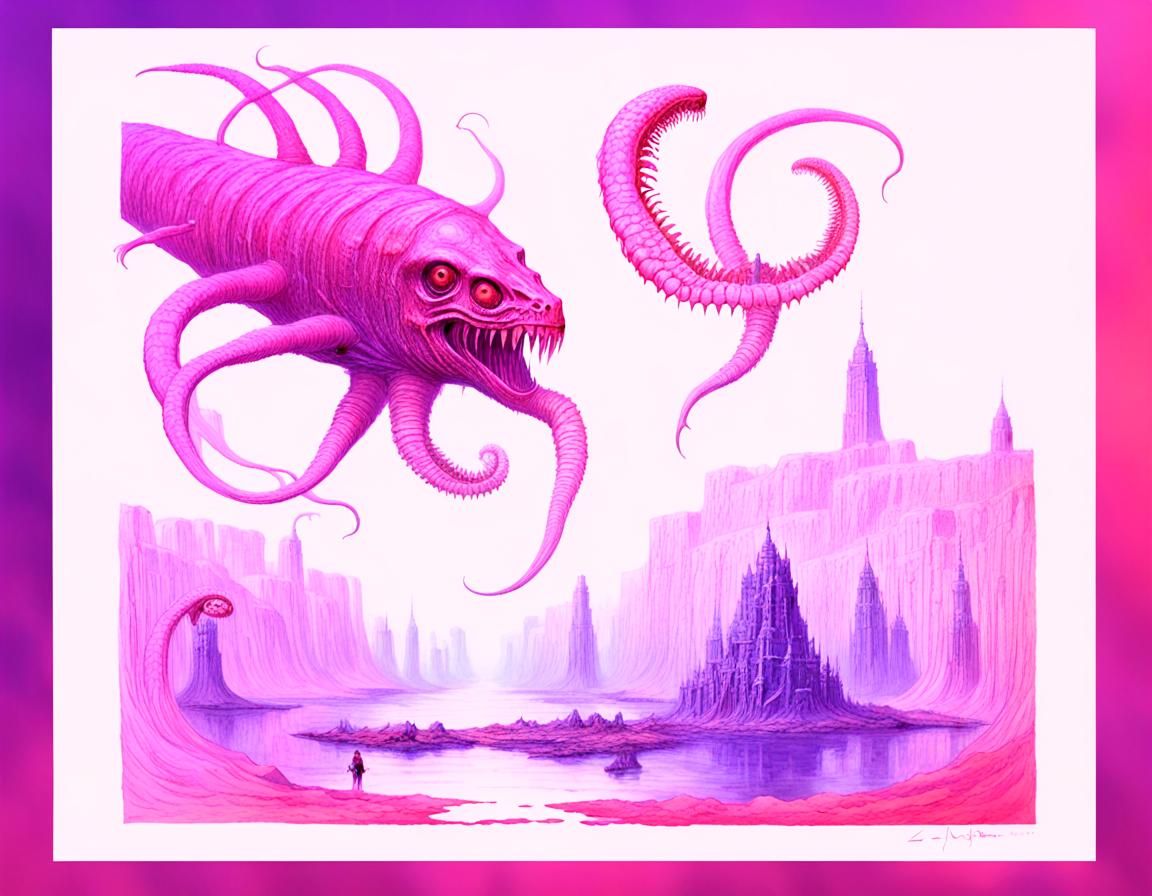An eldritch god, made out of lamprey mouths and teeth Zdzisł...