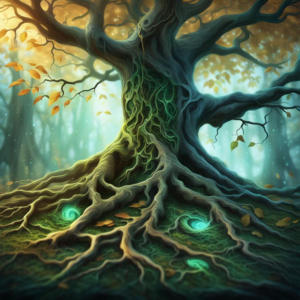 Leaf to Tree Transformation: Ethereal Fantasy Concept Art