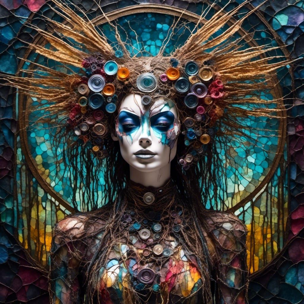 Watercolor alcohol ink Futuristic Cyberpunk dance trance EDM festival, stained glass style, <lora:PR Twiggy Dolls:1.0> 3d render, psychedeli...