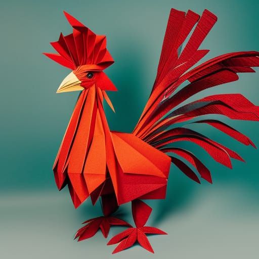 A stunning giant rooster, with distinctive feathers, beak, comb, and ...