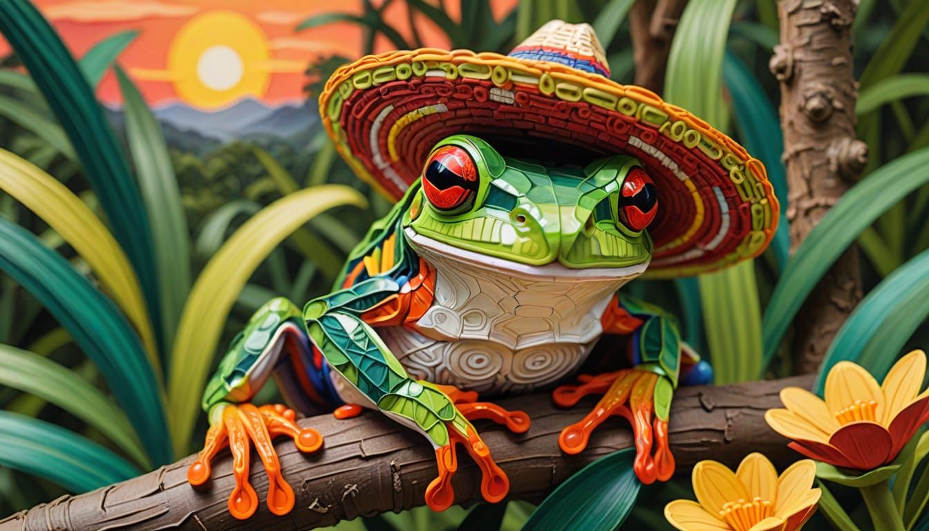 A tree frog in a sombrero  by @Hunter