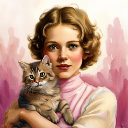 Cat and girl - AI Generated Artwork - NightCafe Creator